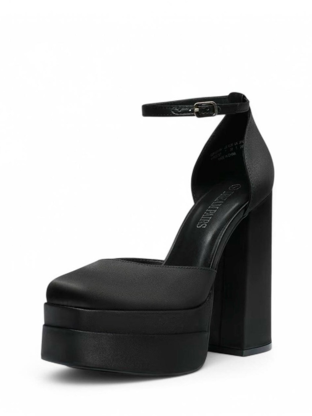 Black Platform Ankle-Strap Women's Heel
